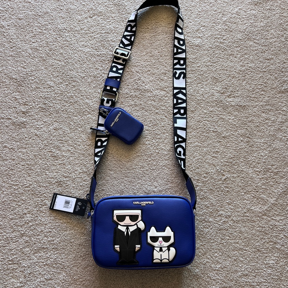 Karl Lagerfeld Paris Choupette & Karl Cobalt Crossbody Bag
